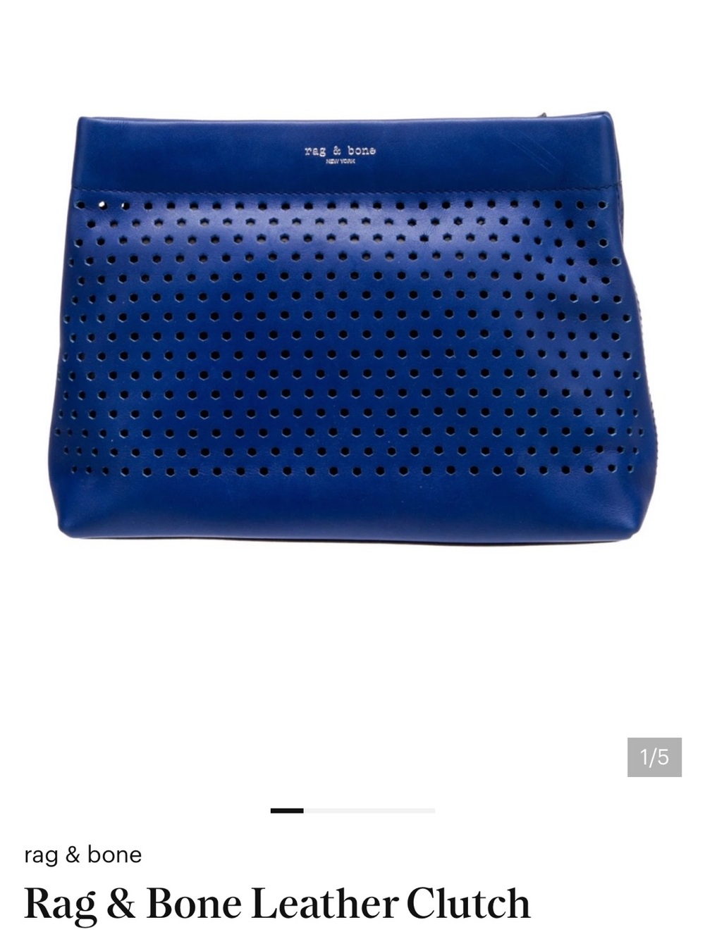 rag & bone Perforated Leather Clutch in Cobalt Blue